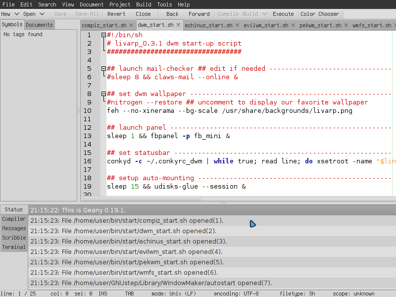 configuration des sessions